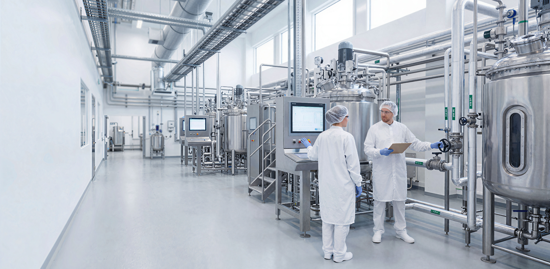 Operators inside a Life Science production facility