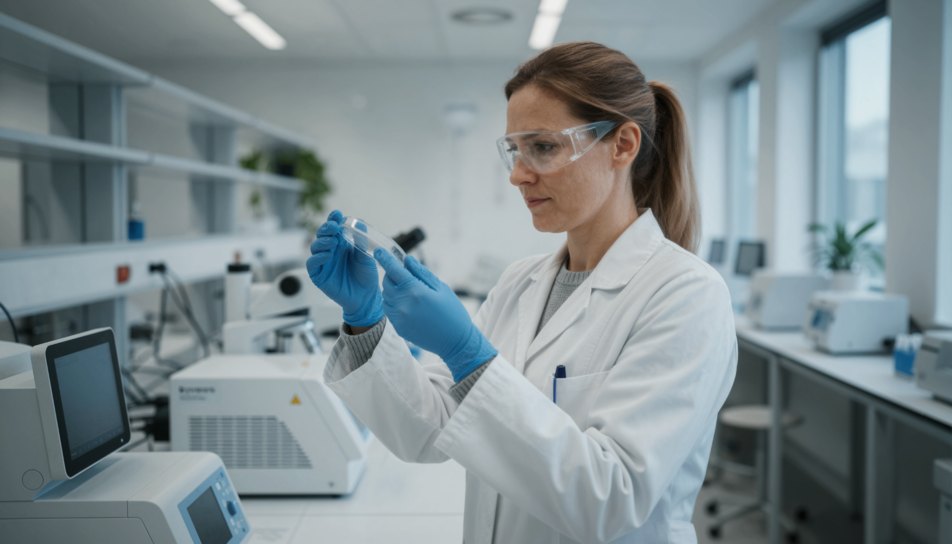 Operator examining process conditions in a Life Science production environment